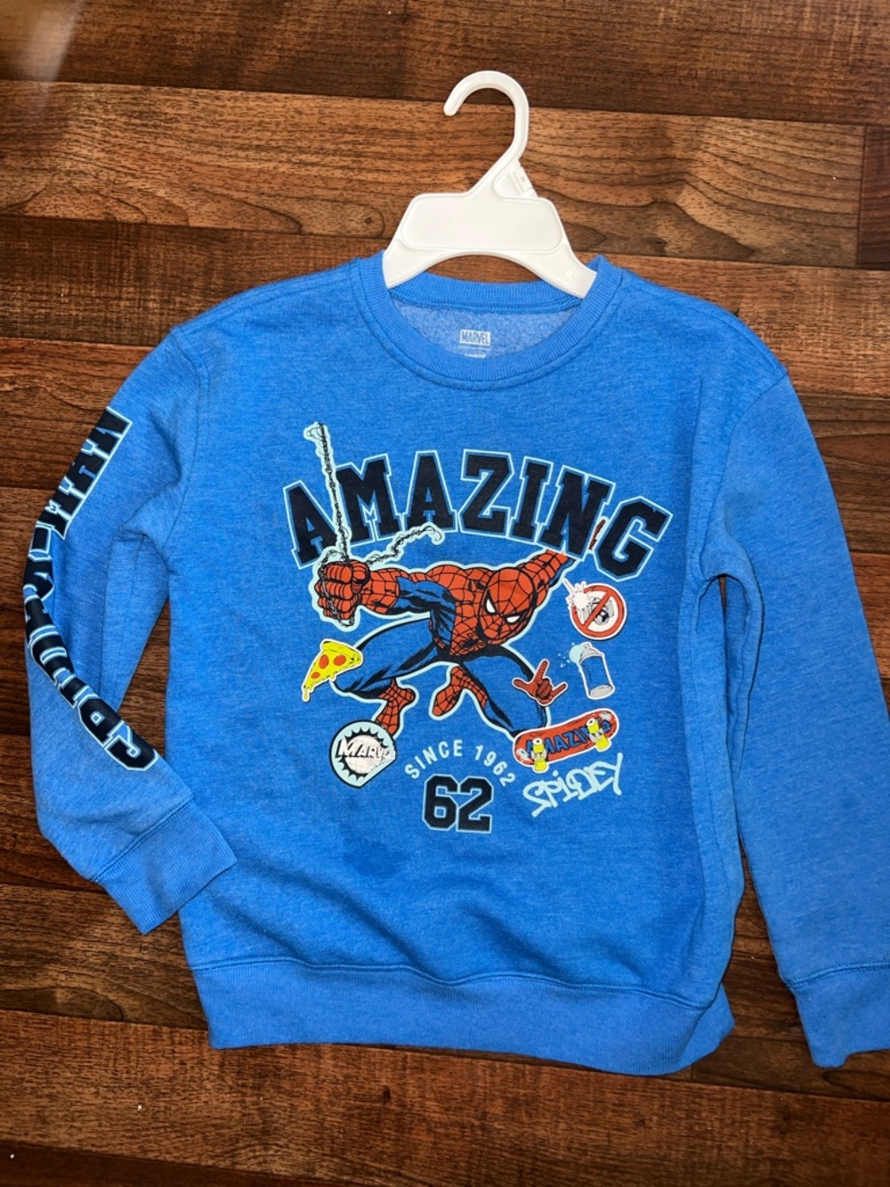 Marvel boys Blue Spider-Man 'Amazing' Graphic Pullover Sweatshirt size 8